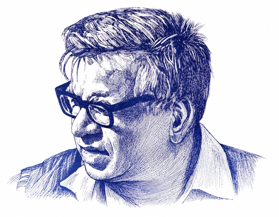 Sketch portrait of the founder of Ajay Syscon